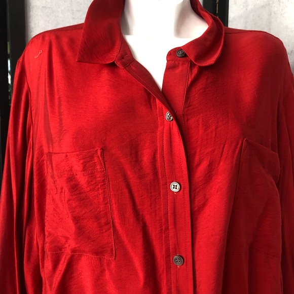 Tunic Westbound women’s 2xl red button up blouse shirt top long sleeves - Picture 2 of 7